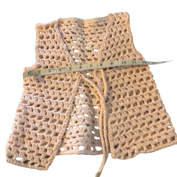 Handmade Vintage Crochet Kids Sweater Vest - Pink - Picture 4 of 4